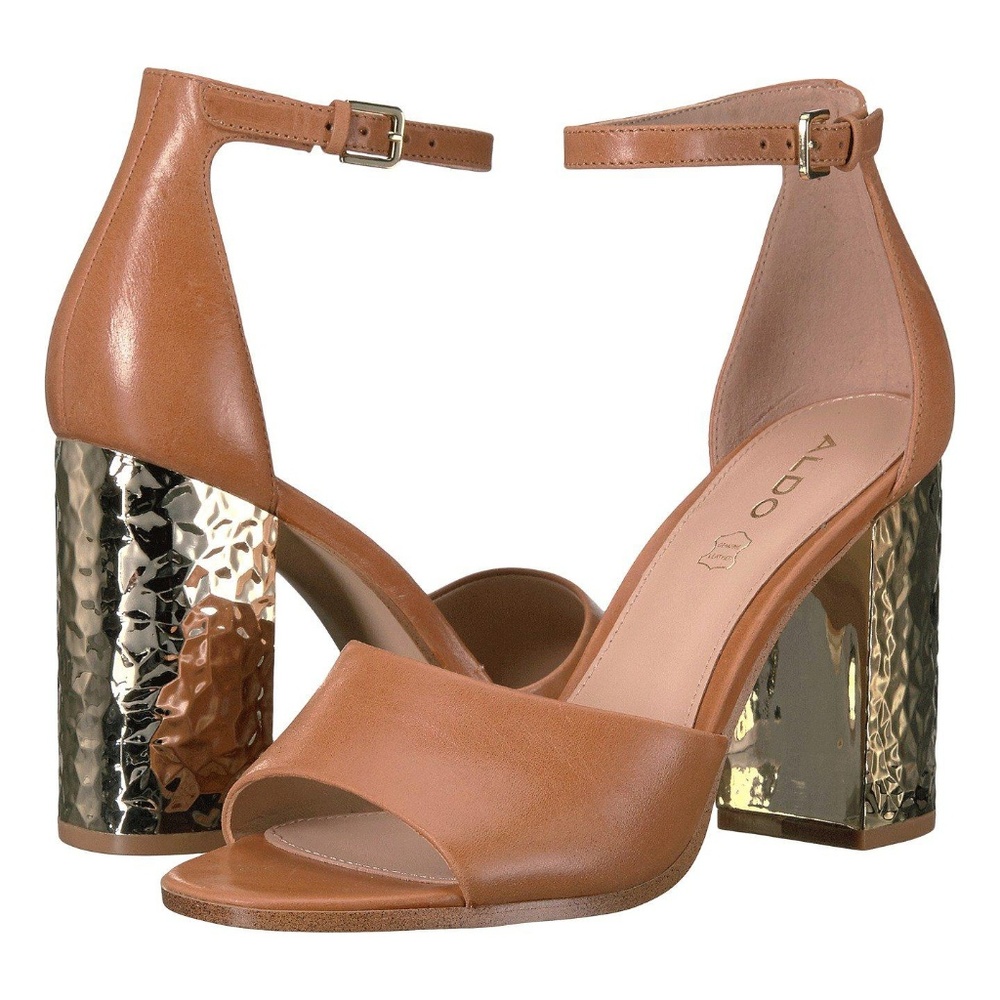 NWT Aldo Nilia Hammered Block Heel Sandal